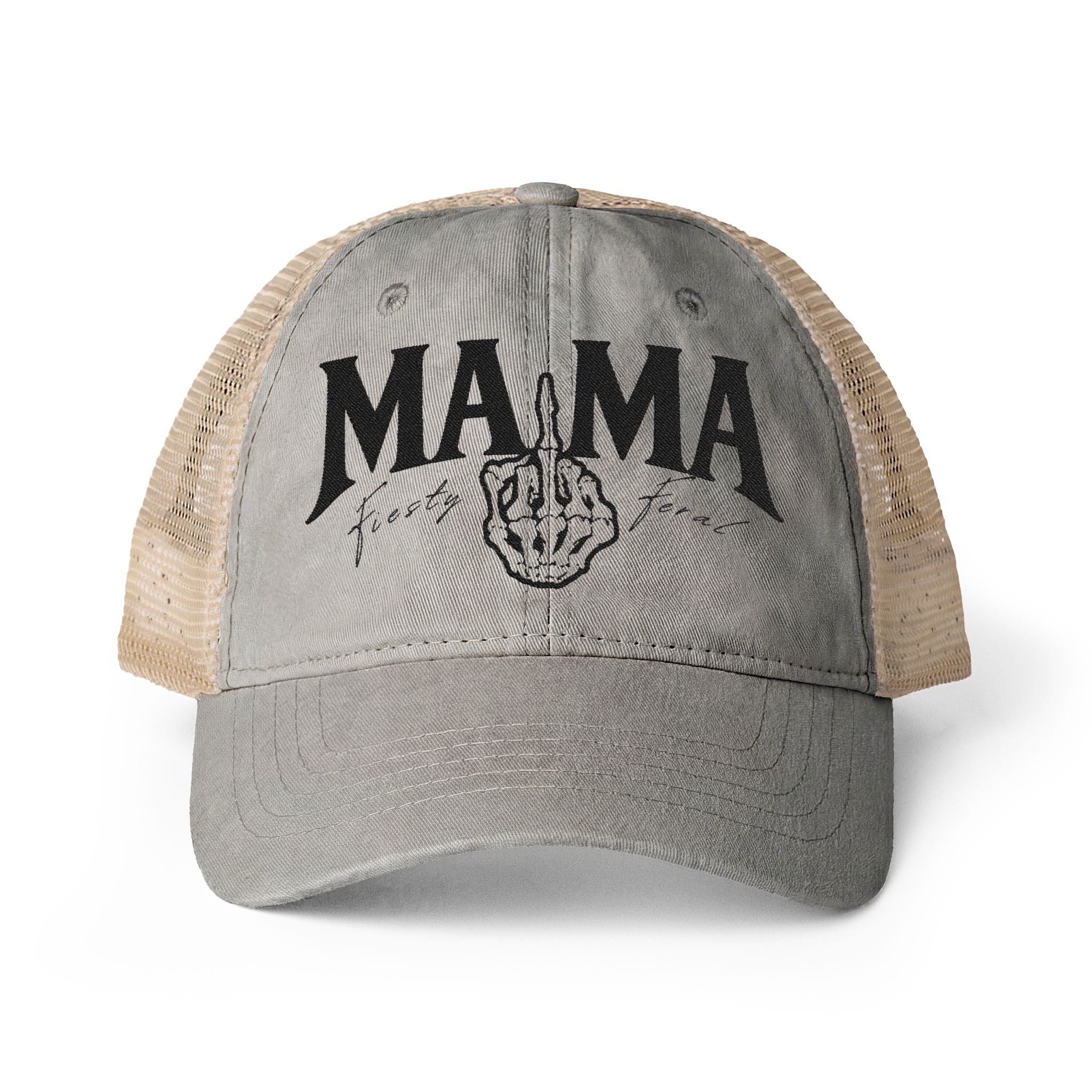 Women's Washed Mesh-Back Cap "Tired as a Mother"