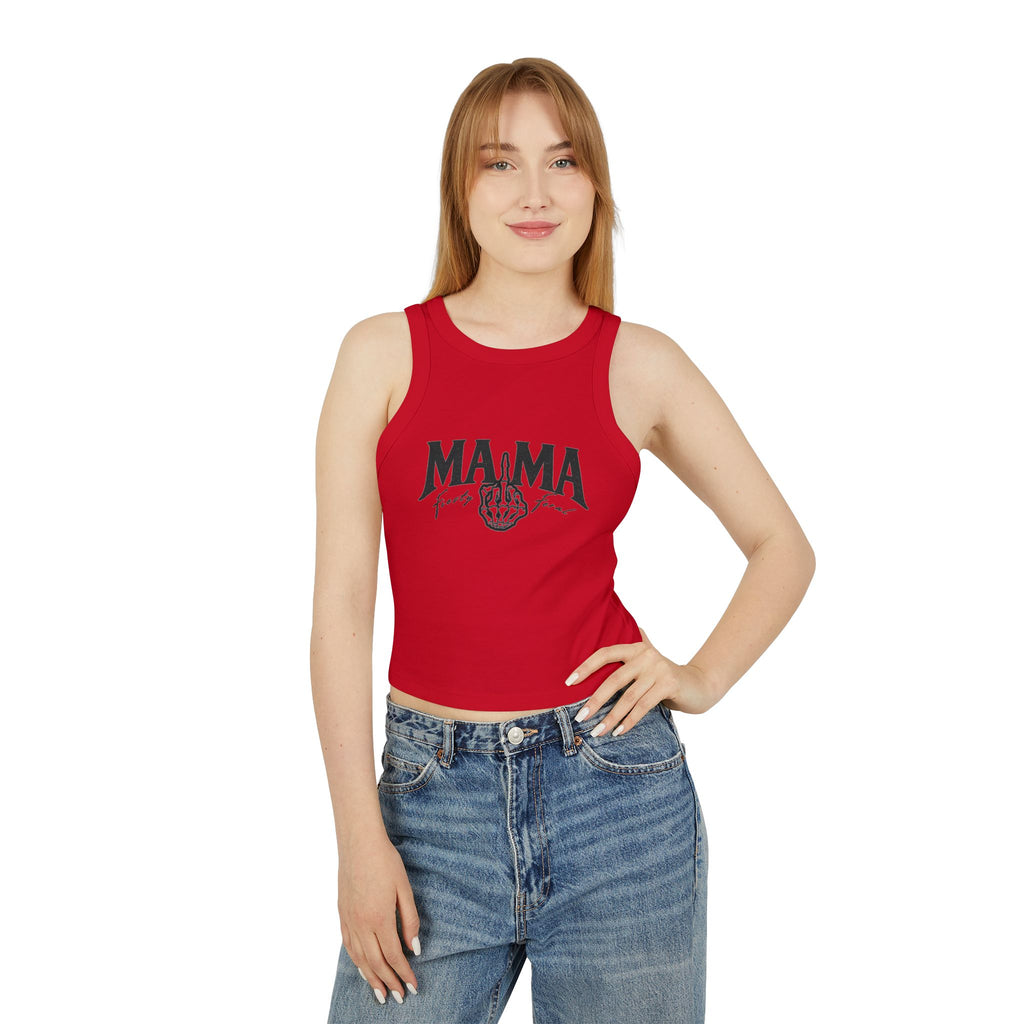 Ribbed Racer Tank — "MAMA" Vintage Fist Graphic