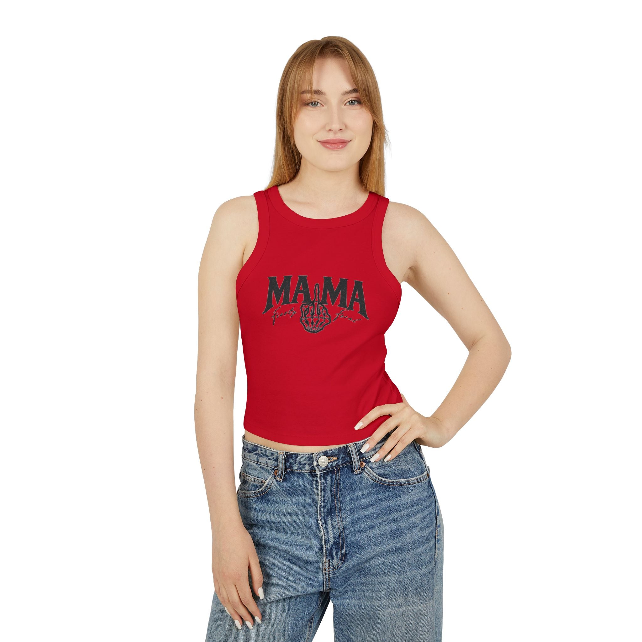 Ribbed Racer Tank — "MAMA" Vintage Fist Graphic