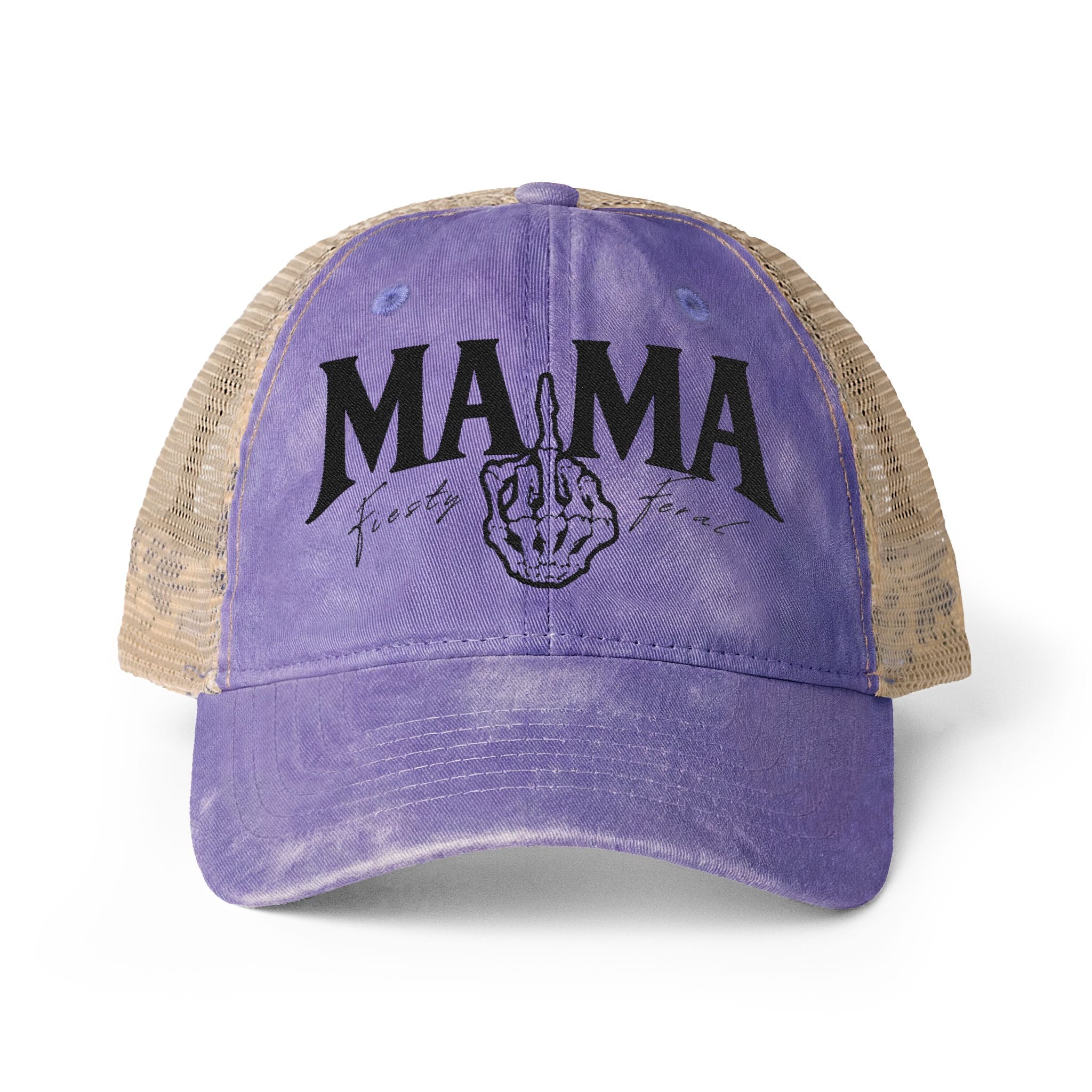 Women's Washed Mesh-Back Cap "Tired as a Mother"