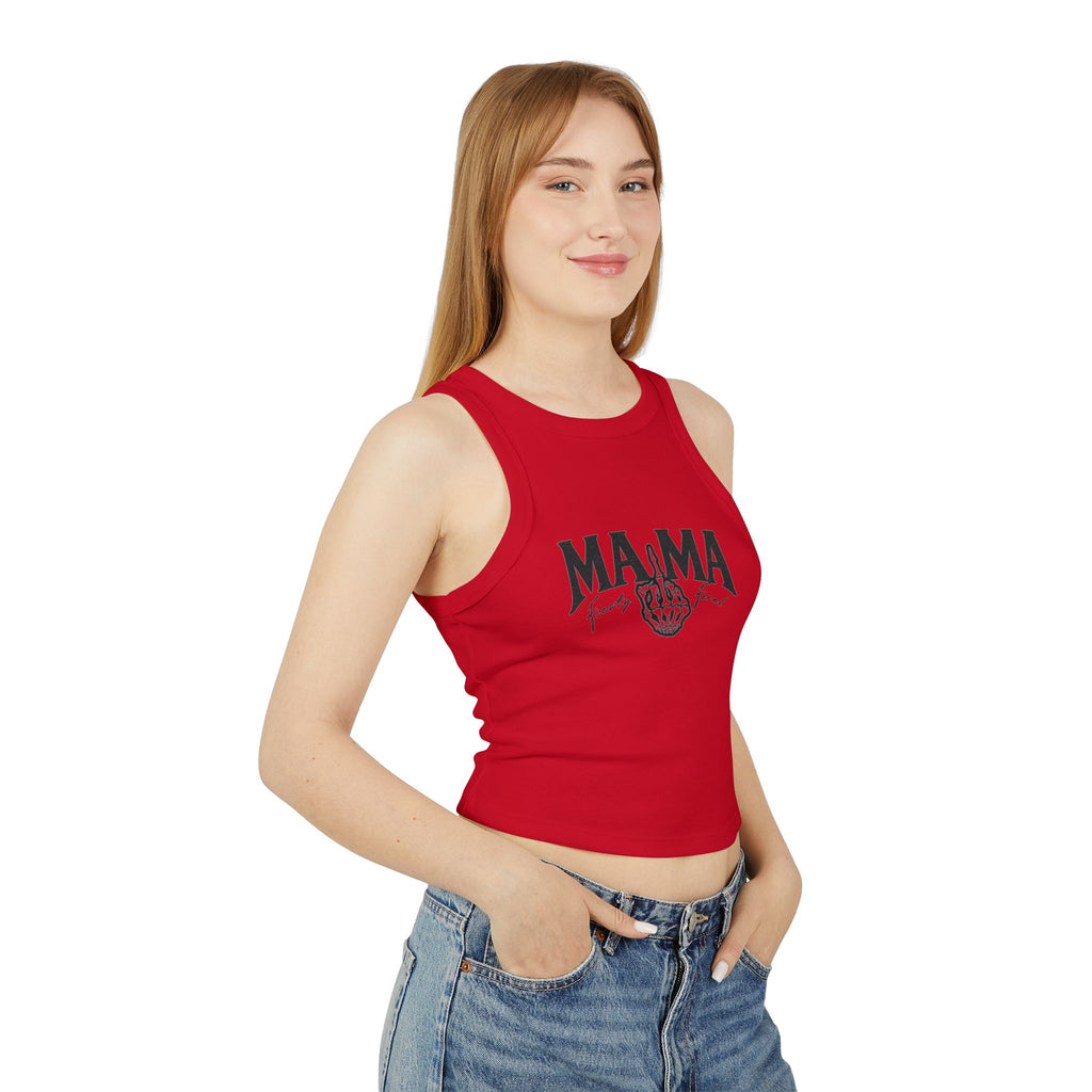 Ribbed Racer Tank — "MAMA" Vintage Fist Graphic