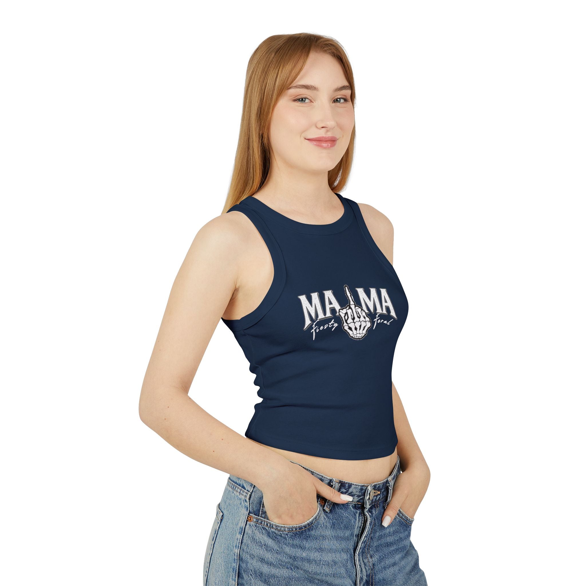 Mama F***ing Fierce Racer Tank — Women's Edgy Graphic Crop Top