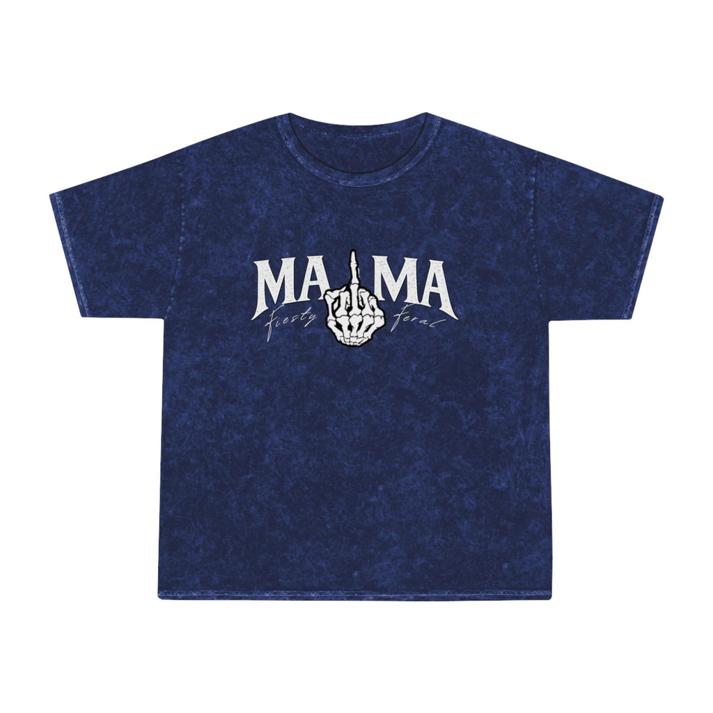 Mama Middle Finger Graphic T‑Shirt — Edgy Mineral Wash Mom Tee