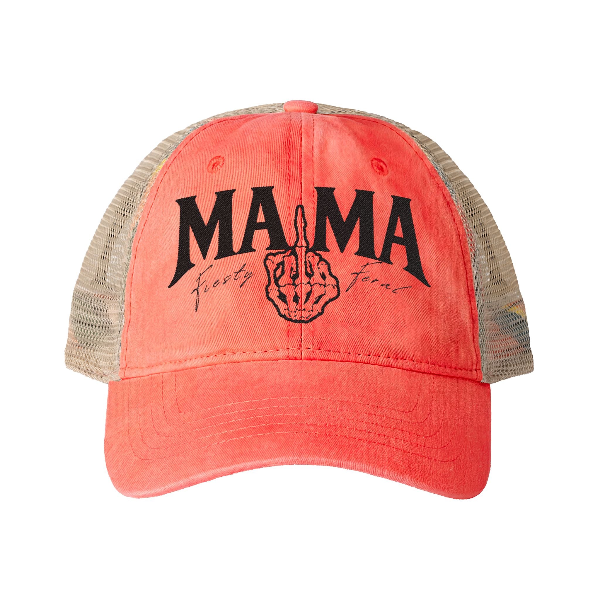 Women's Washed Mesh-Back Cap "Tired as a Mother"