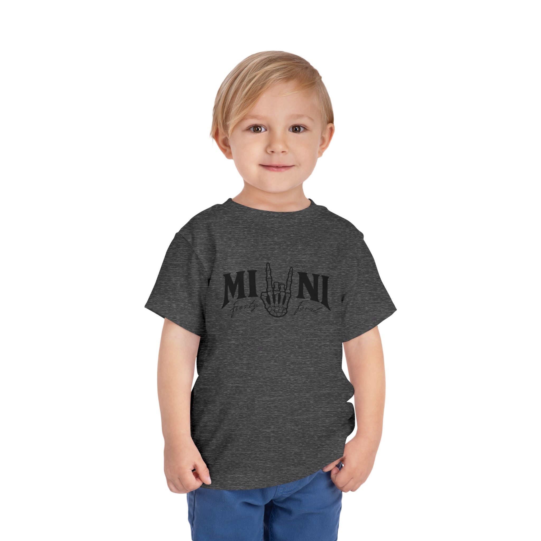 Toddler Tee – 'Mini Rock' Skull Hand Graphic Short Sleeve Shirt