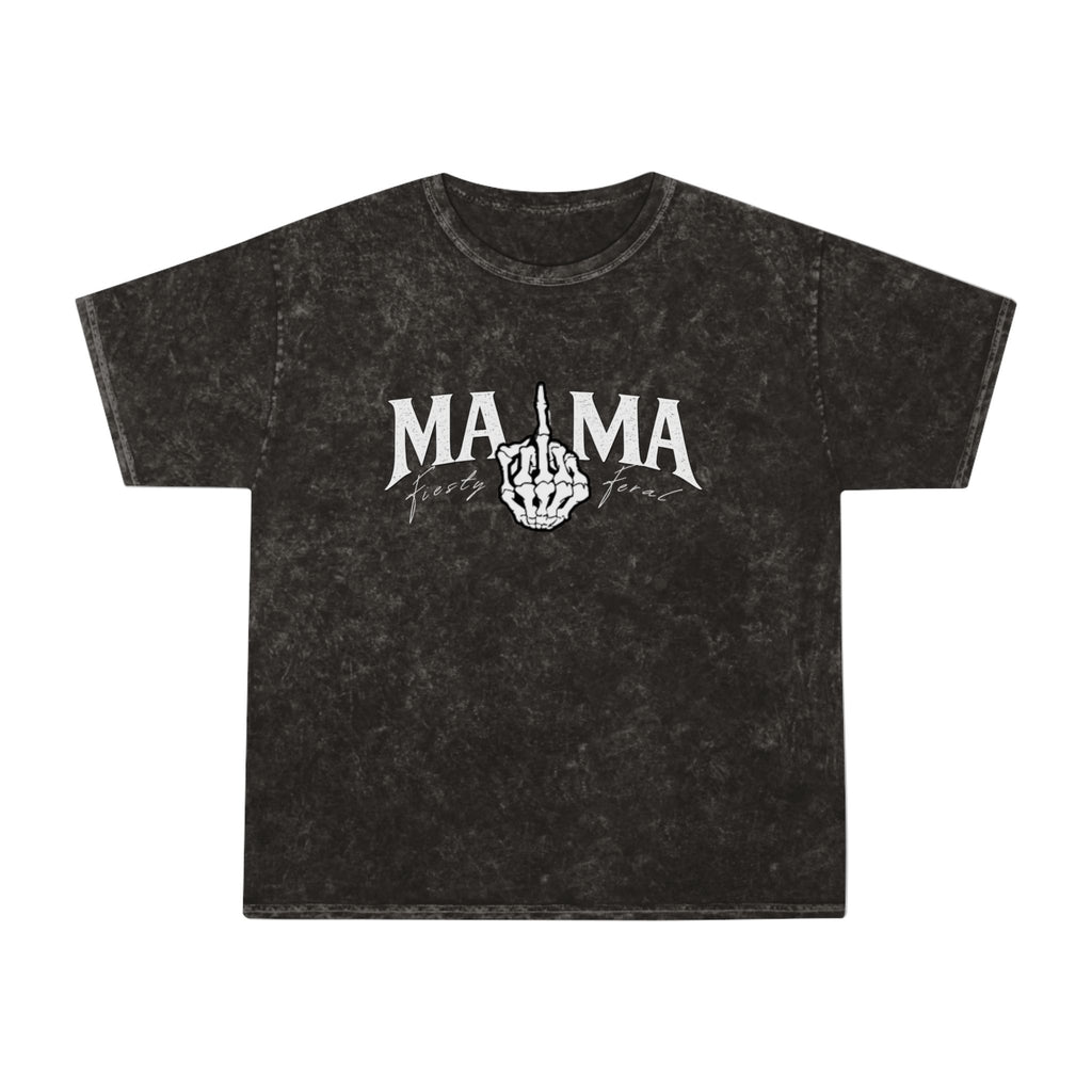 Mama Middle Finger Graphic T‑Shirt — Edgy Mineral Wash Mom Tee
