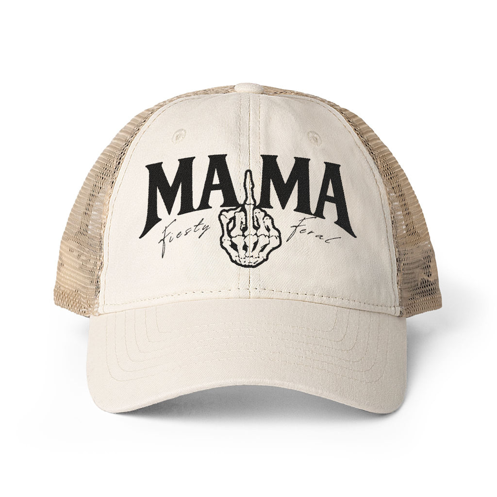 Women's Washed Mesh-Back Cap "Tired as a Mother"