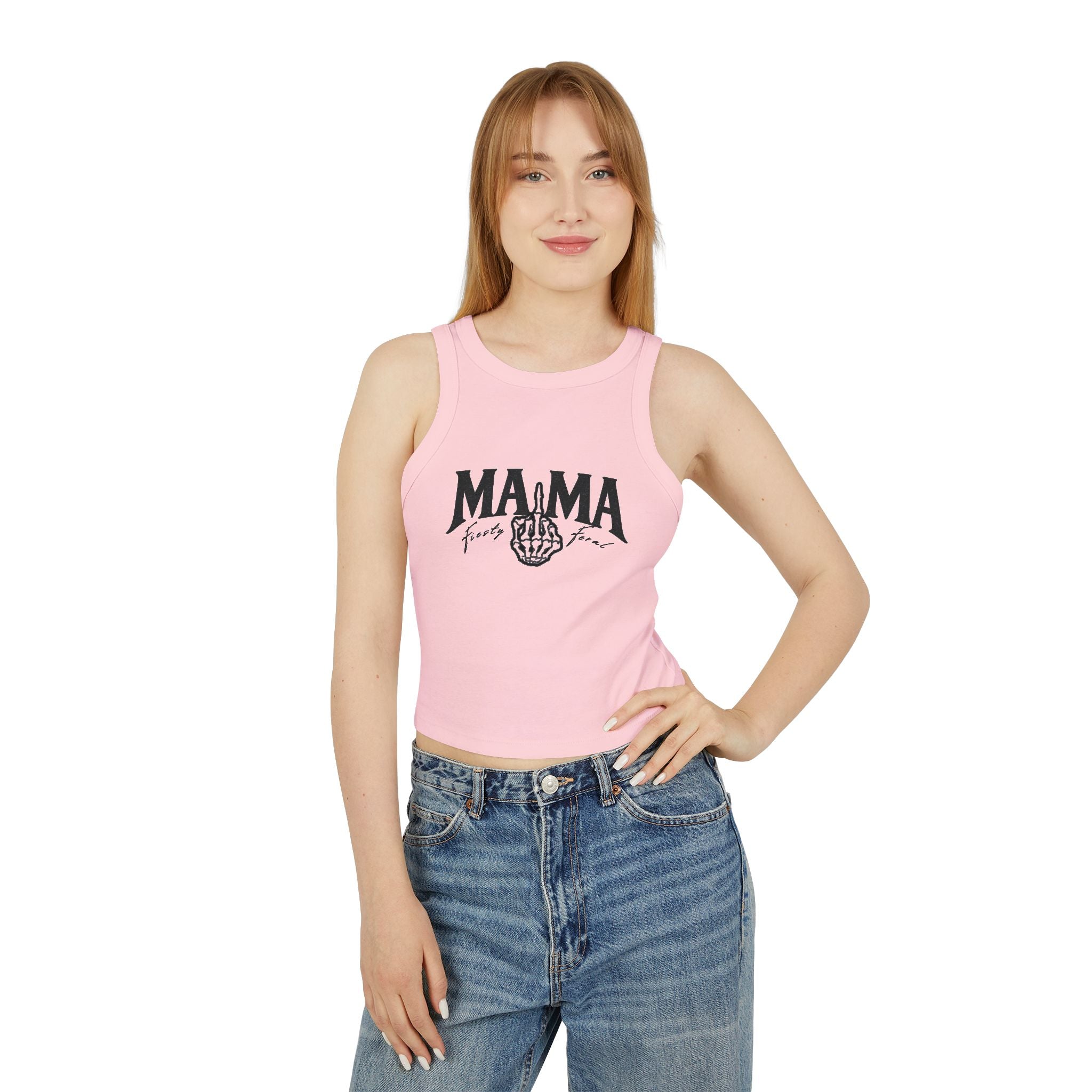 Ribbed Racer Tank — "MAMA" Vintage Fist Graphic