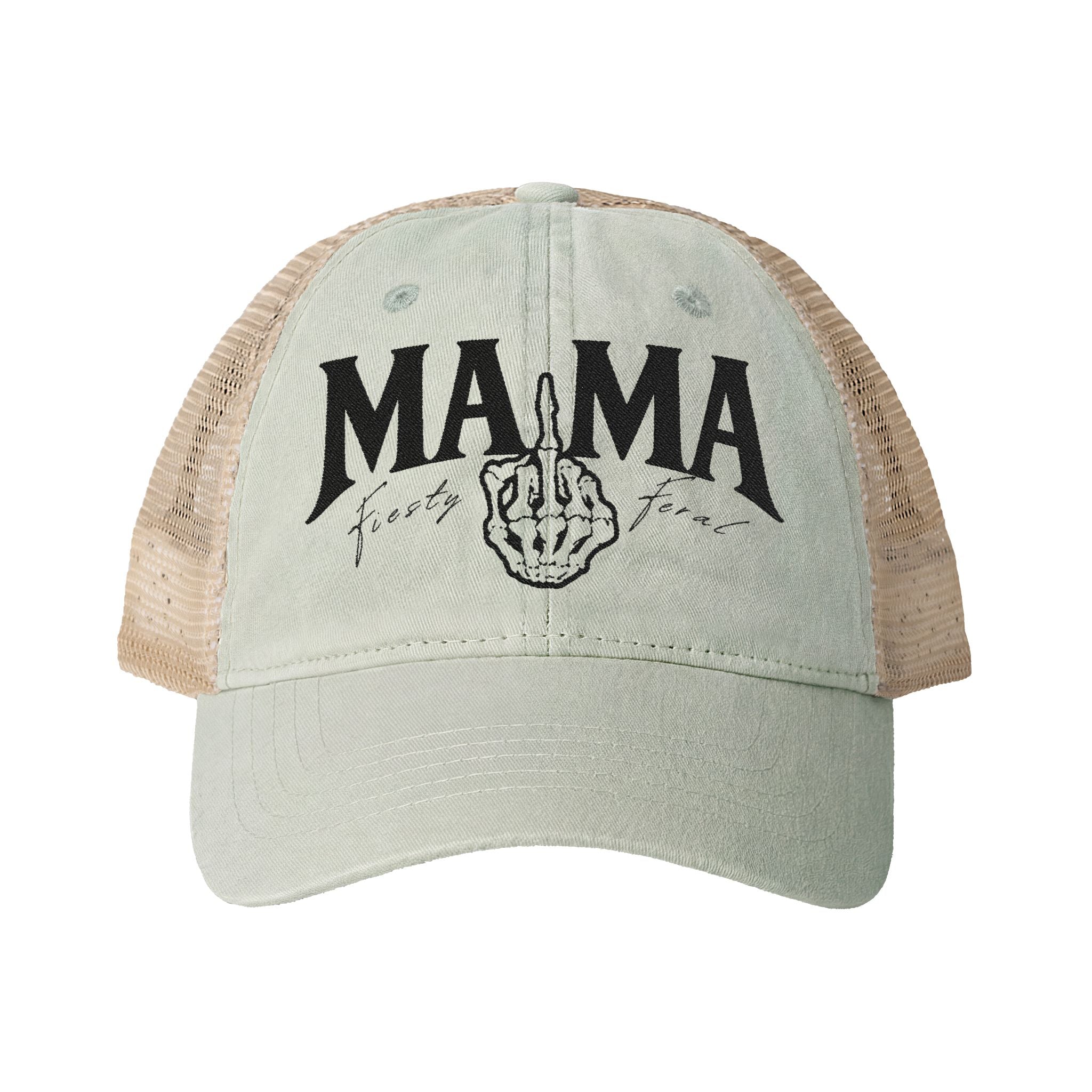 Women's Washed Mesh-Back Cap "Tired as a Mother"
