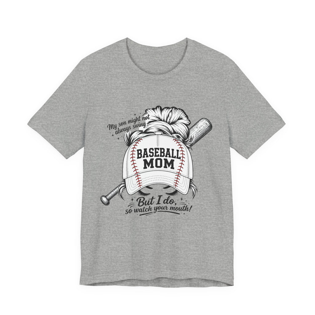 Baseball Mom T‑Shirt — 'Baseball Mom' Graphic Tee with Back Name & Number