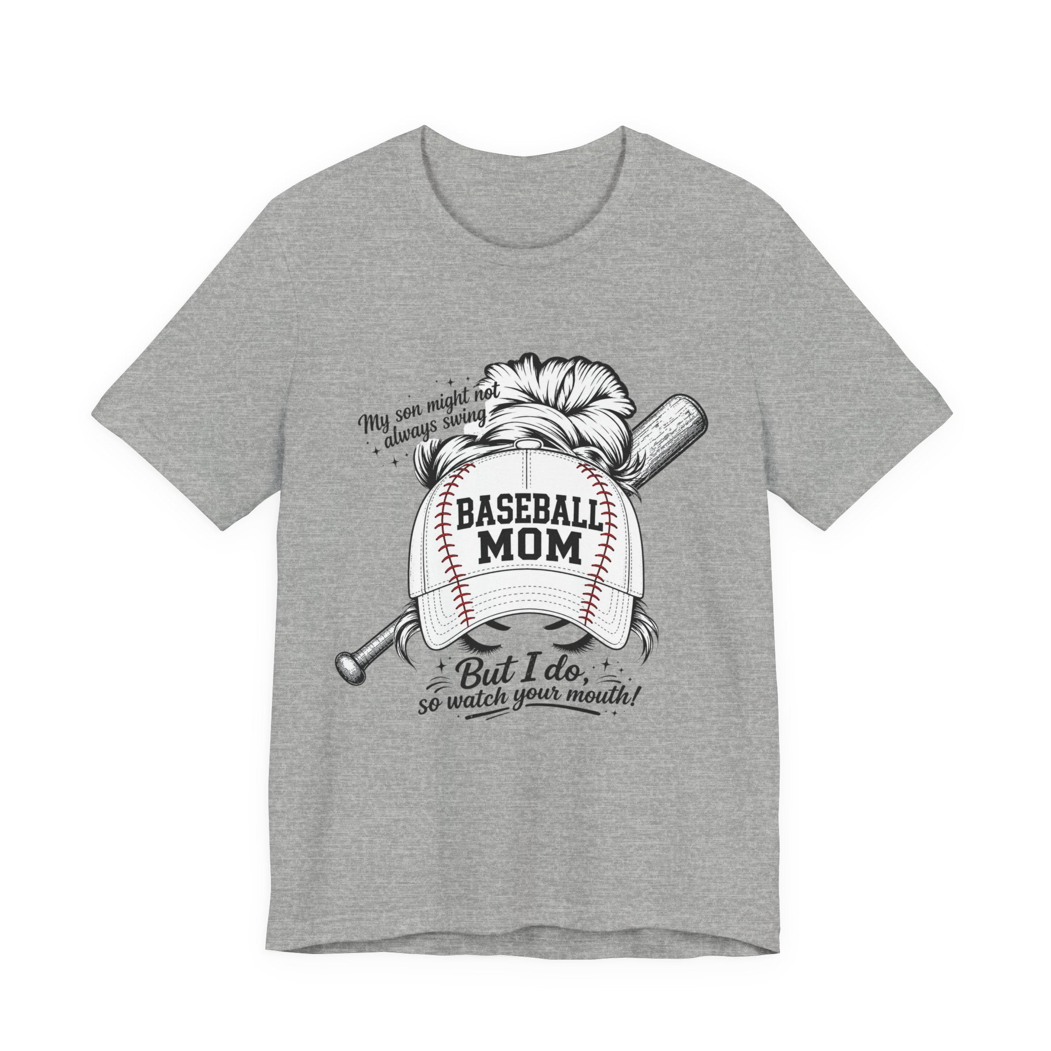 Baseball Mom T‑Shirt — 'Baseball Mom' Graphic Tee with Back Name & Number
