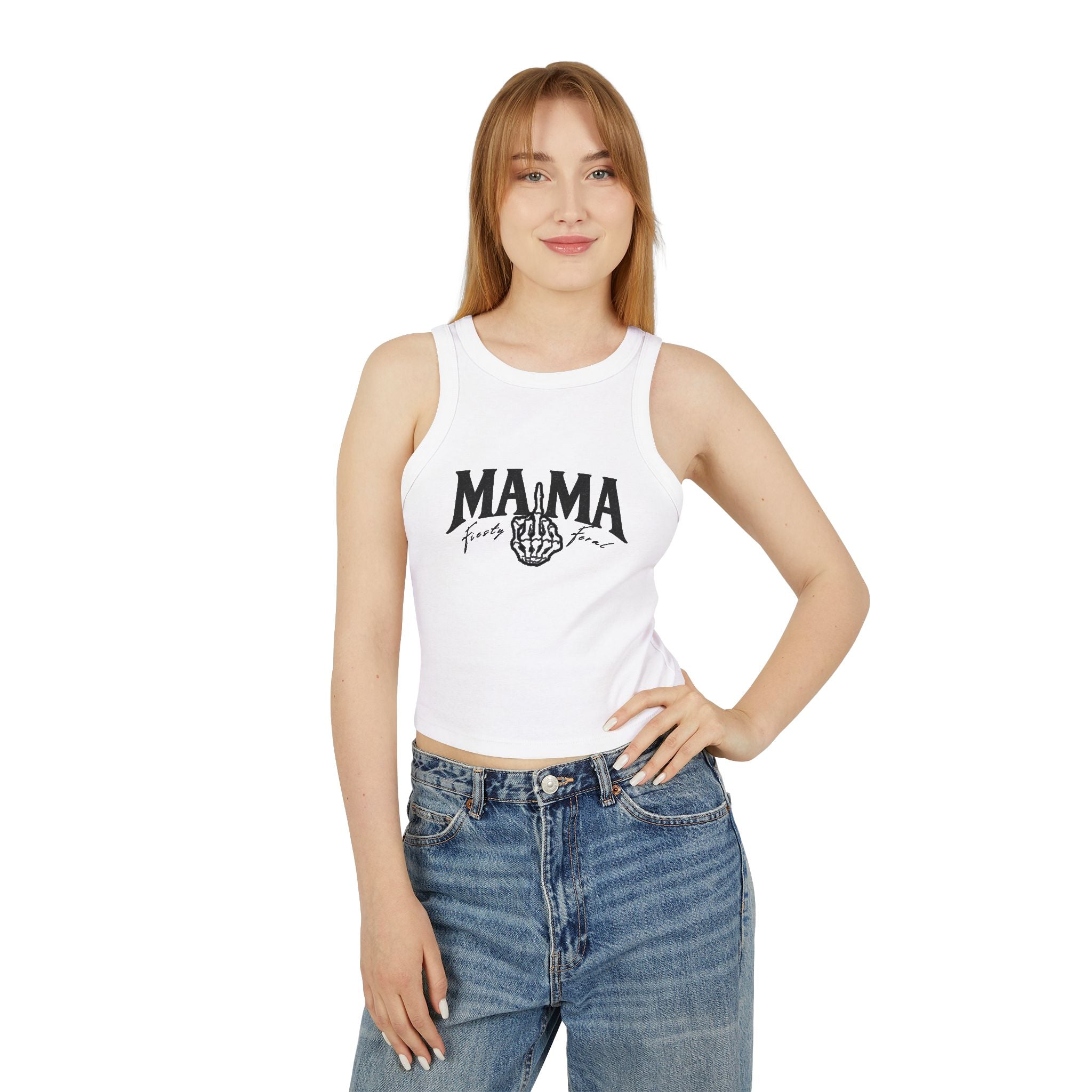 Ribbed Racer Tank — "MAMA" Vintage Fist Graphic