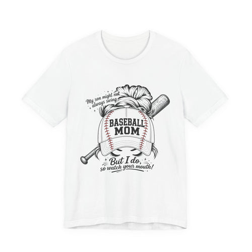 Baseball Mom T‑Shirt — 'Baseball Mom' Graphic Tee with Back Name & Number