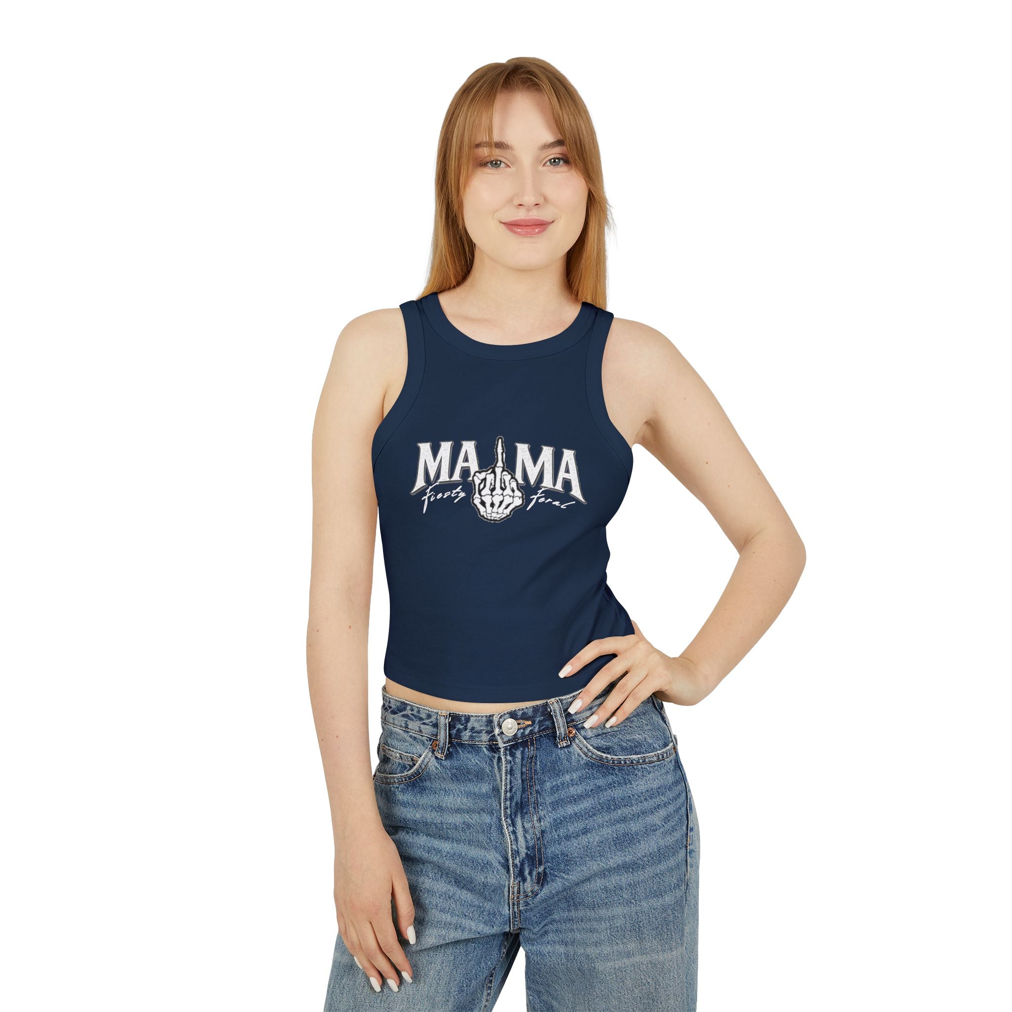 Mama F***ing Fierce Racer Tank — Women's Edgy Graphic Crop Top