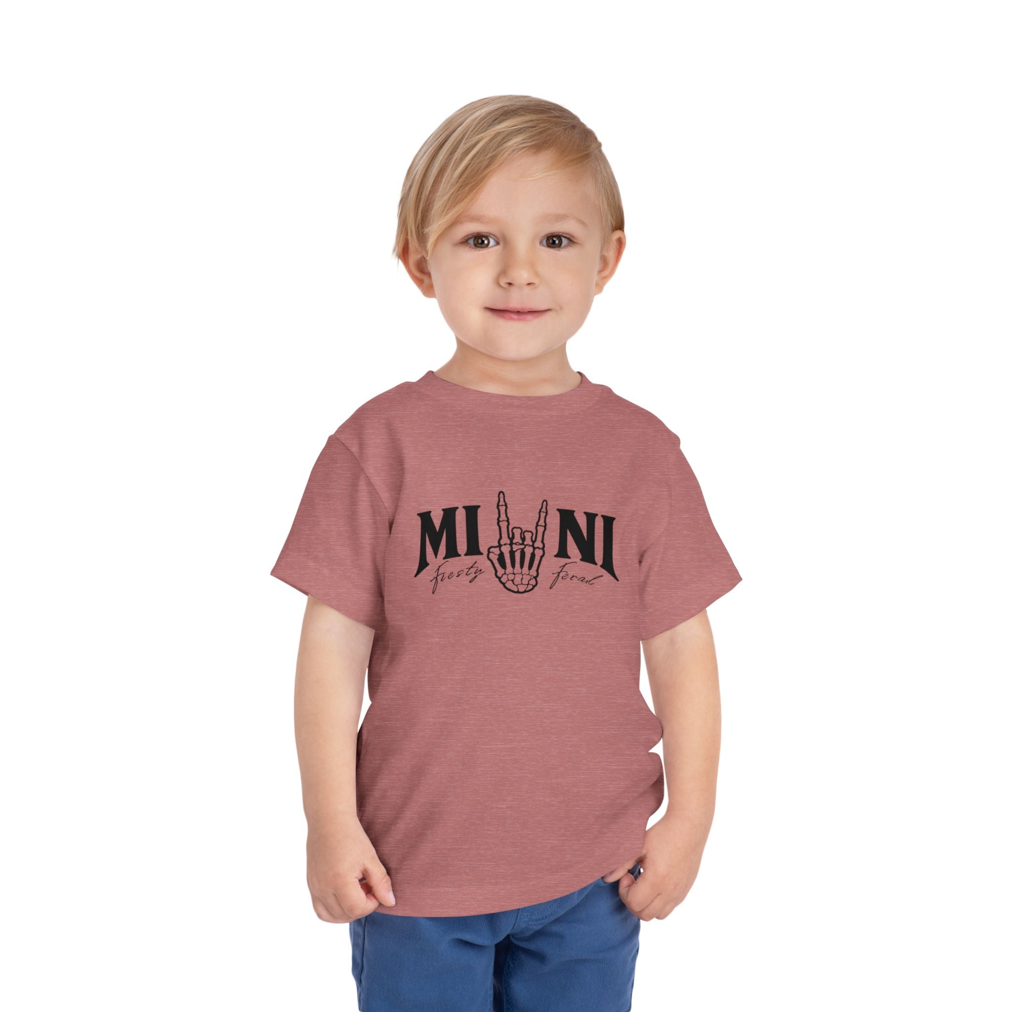Toddler Tee – 'Mini Rock' Skull Hand Graphic Short Sleeve Shirt