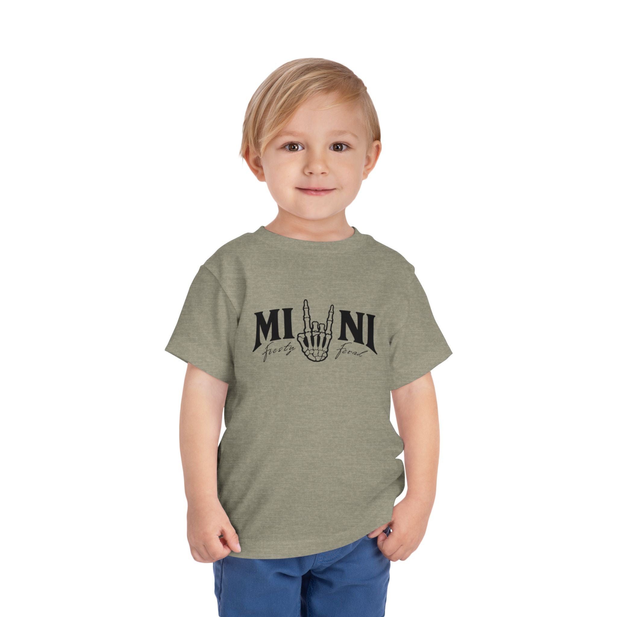 Toddler Tee – 'Mini Rock' Skull Hand Graphic Short Sleeve Shirt