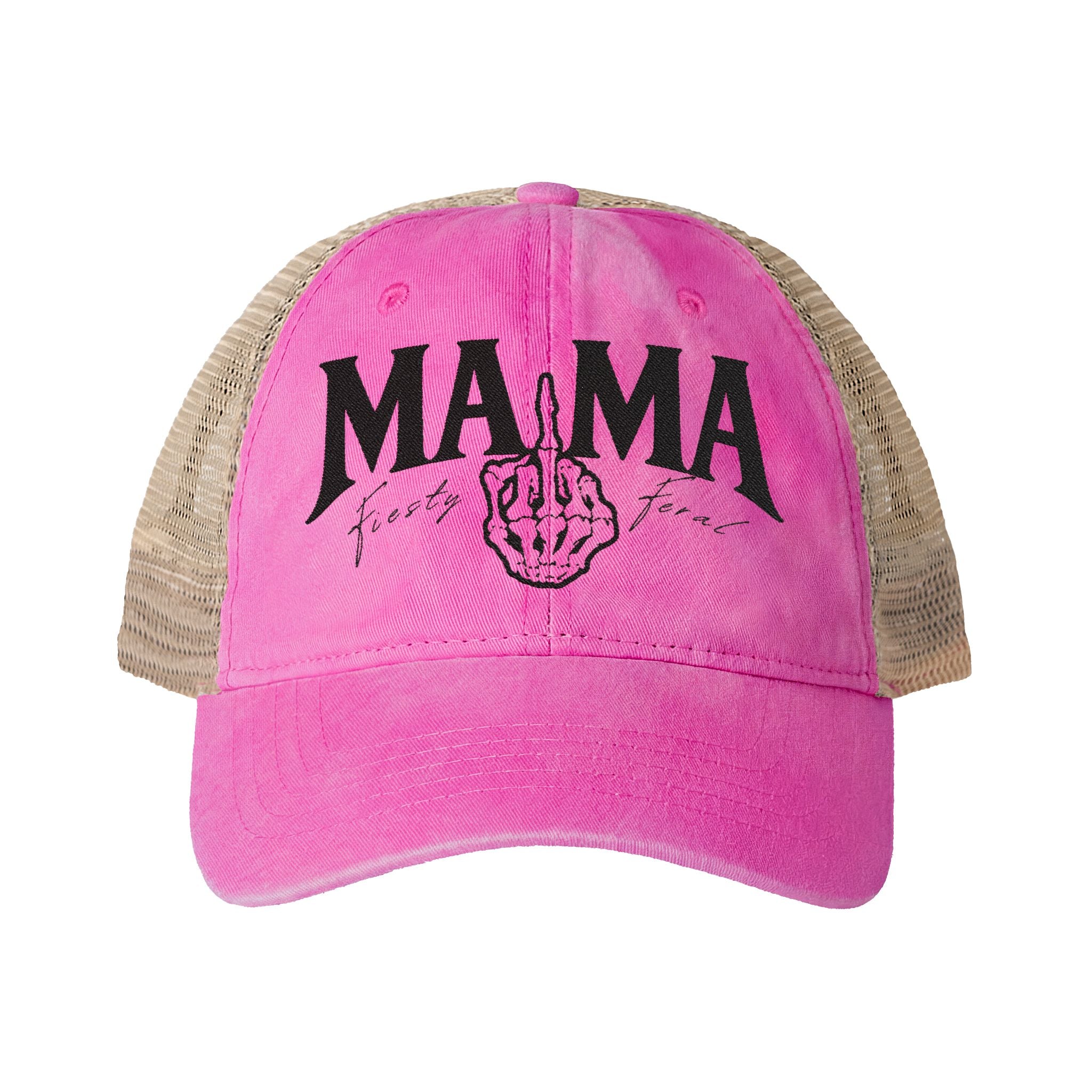 Women's Washed Mesh-Back Cap "Tired as a Mother"