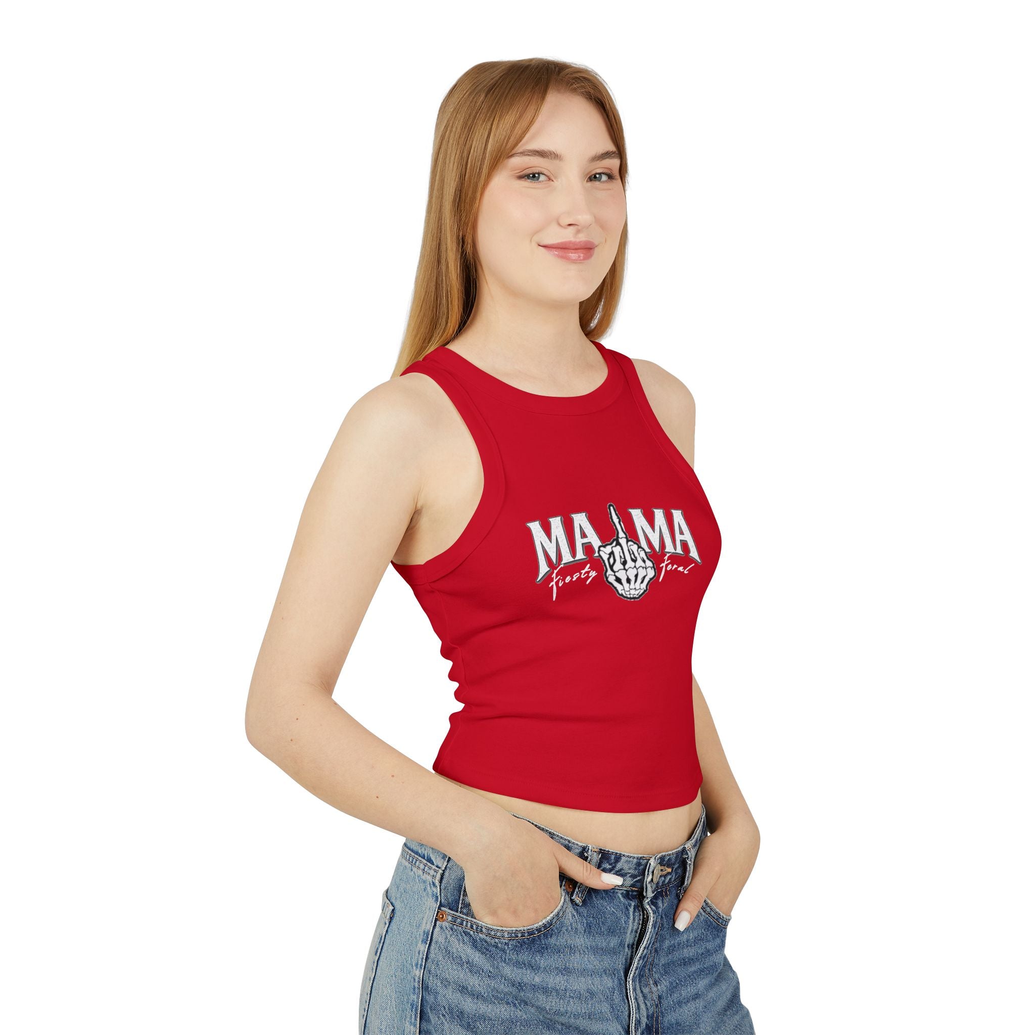 Mama F***ing Fierce Racer Tank — Women's Edgy Graphic Crop Top