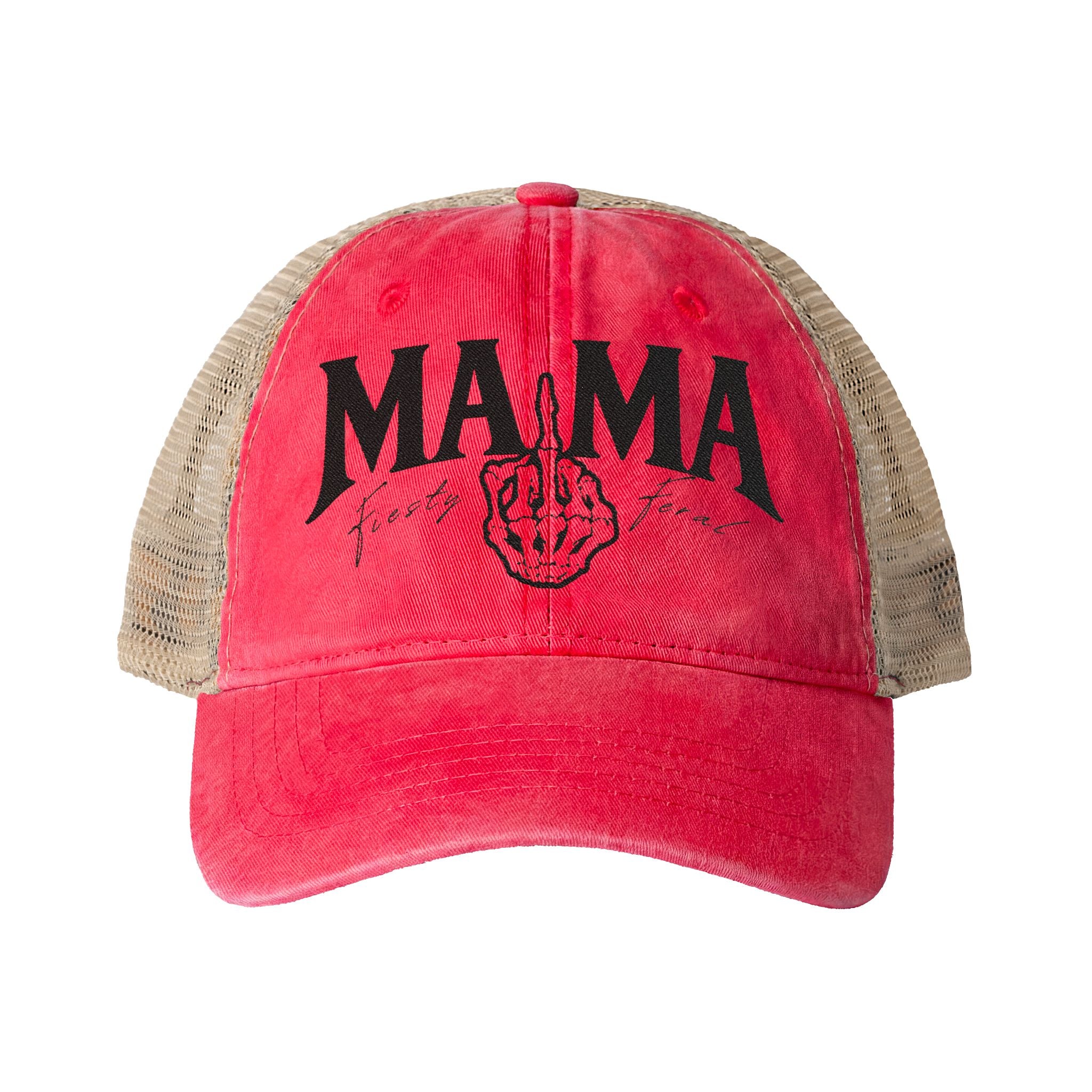 Women's Washed Mesh-Back Cap "Tired as a Mother"
