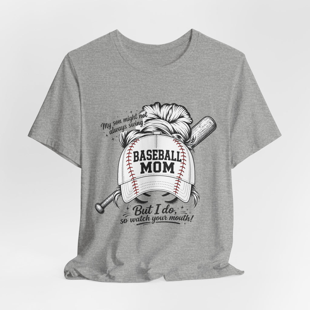 Baseball Mom T‑Shirt — 'Baseball Mom' Graphic Tee with Back Name & Number