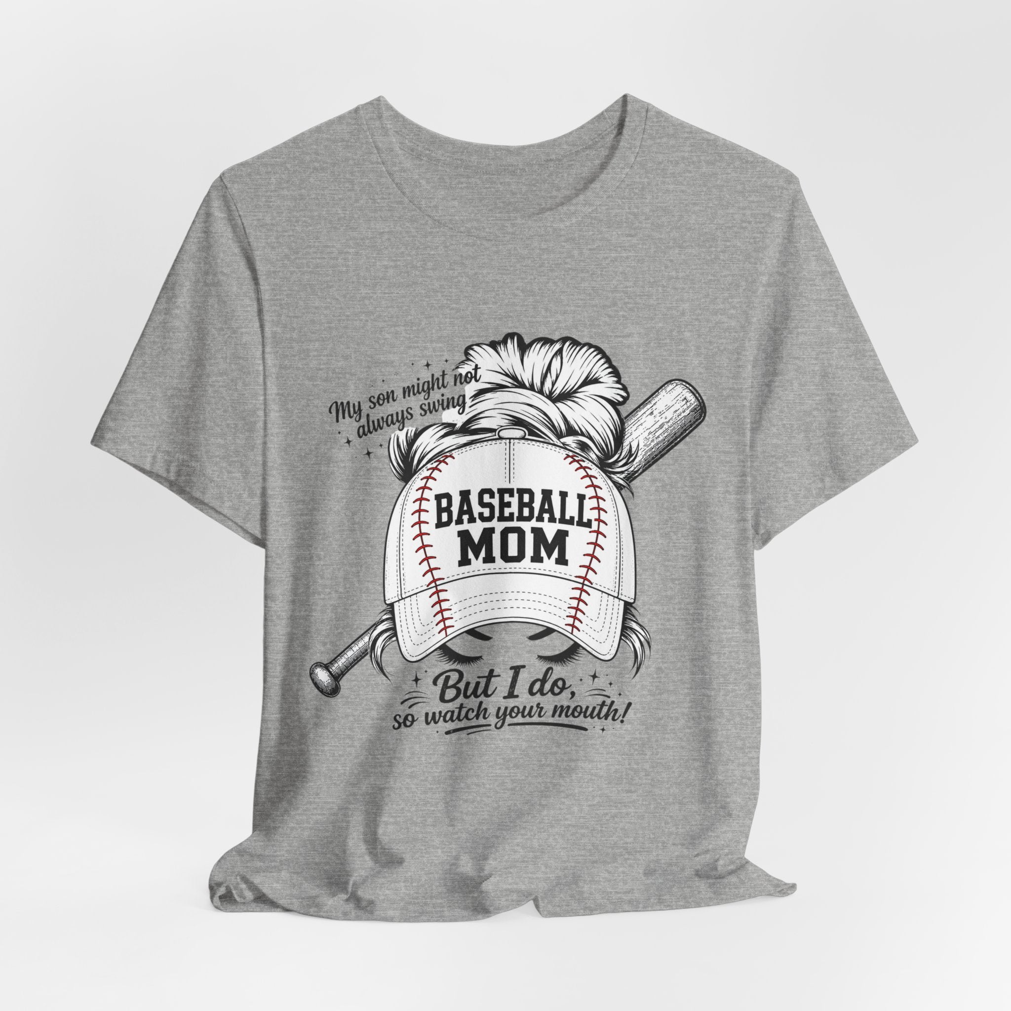 Baseball Mom T‑Shirt — 'Baseball Mom' Graphic Tee with Back Name & Number
