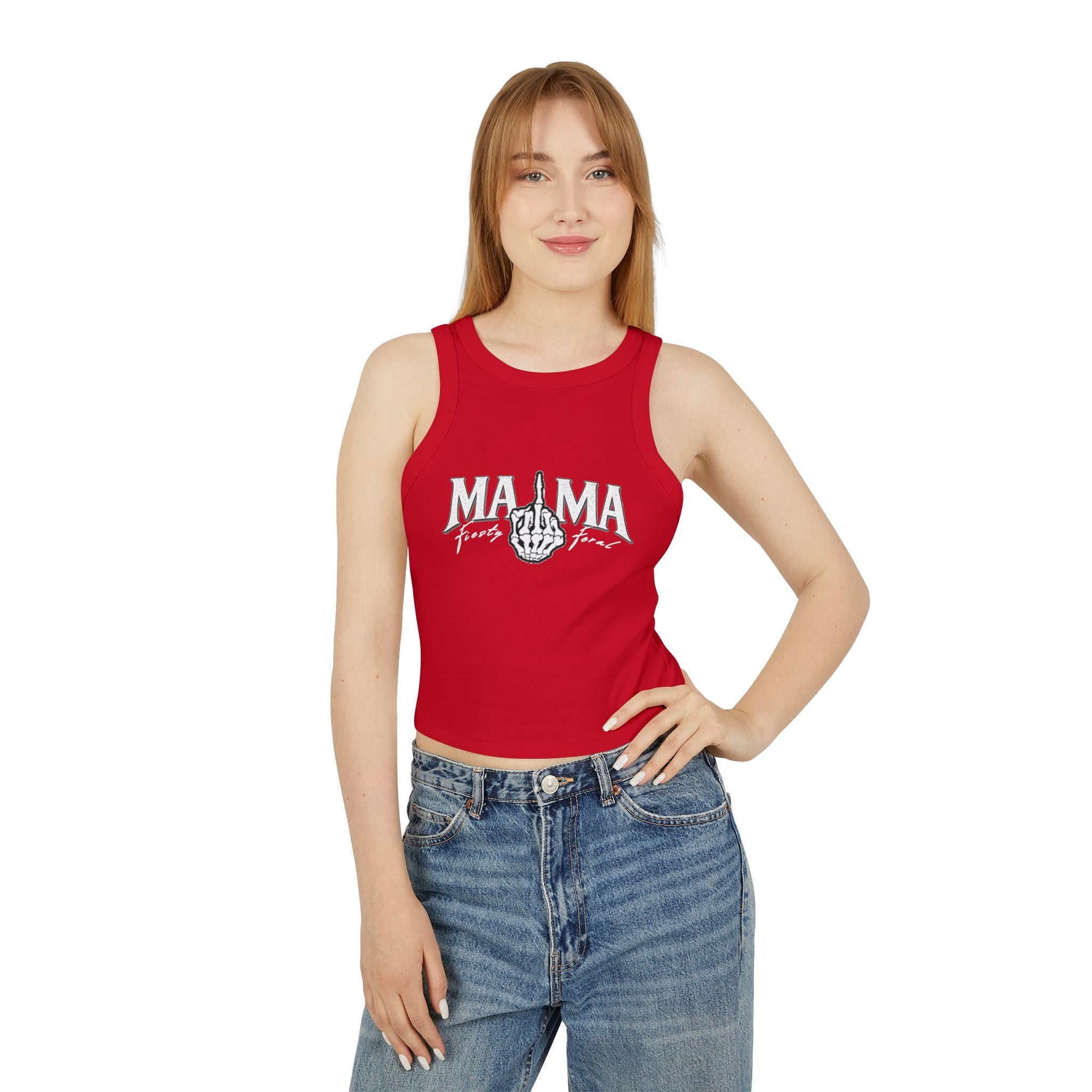 Mama F***ing Fierce Racer Tank — Women's Edgy Graphic Crop Top