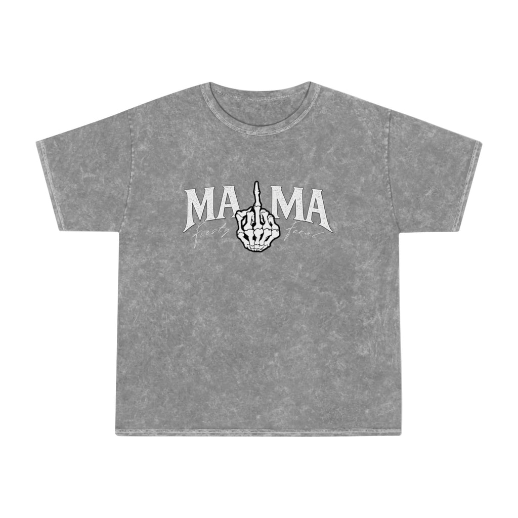 Mama Middle Finger Graphic T‑Shirt — Edgy Mineral Wash Mom Tee