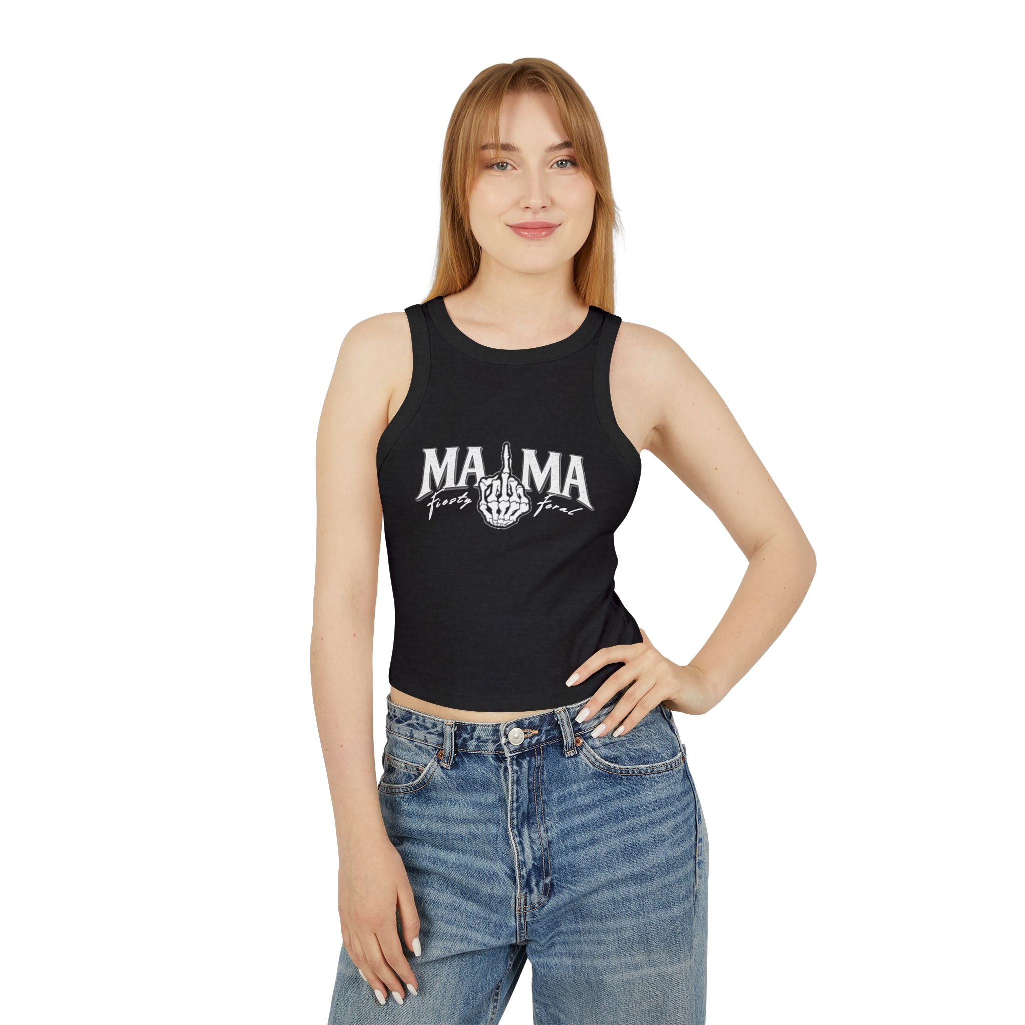 Mama F***ing Fierce Racer Tank — Women's Edgy Graphic Crop Top