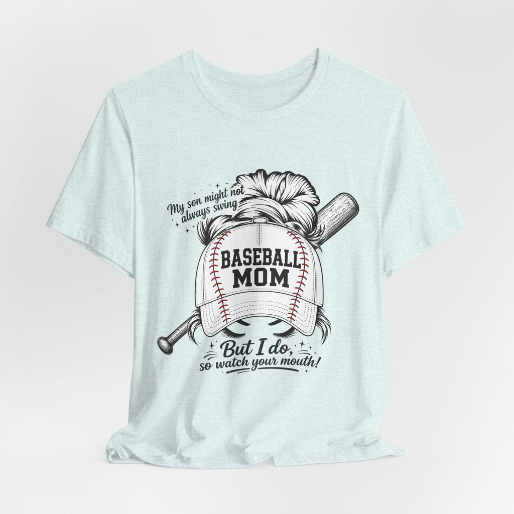 Baseball Mom T‑Shirt — 'Baseball Mom' Graphic Tee with Back Name & Number
