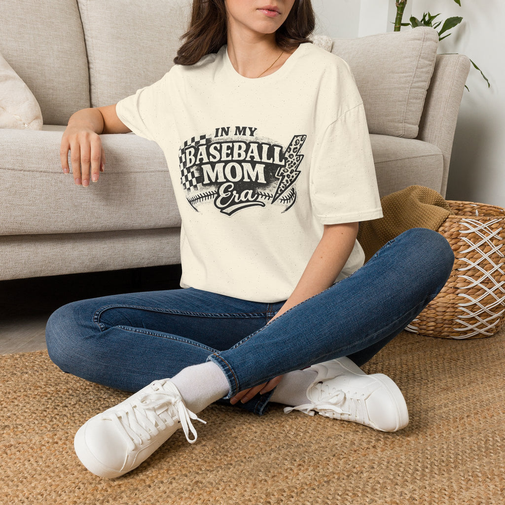 Baseball Mom Era T-Shirt | Retro Checkered Lightning Baseball Mom Tee